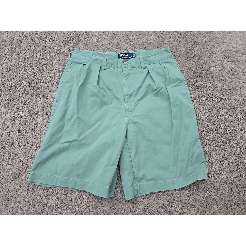 Polo Ralph Lauren Tyler Shorts Mens 34 Green Pleated Chino Vintage